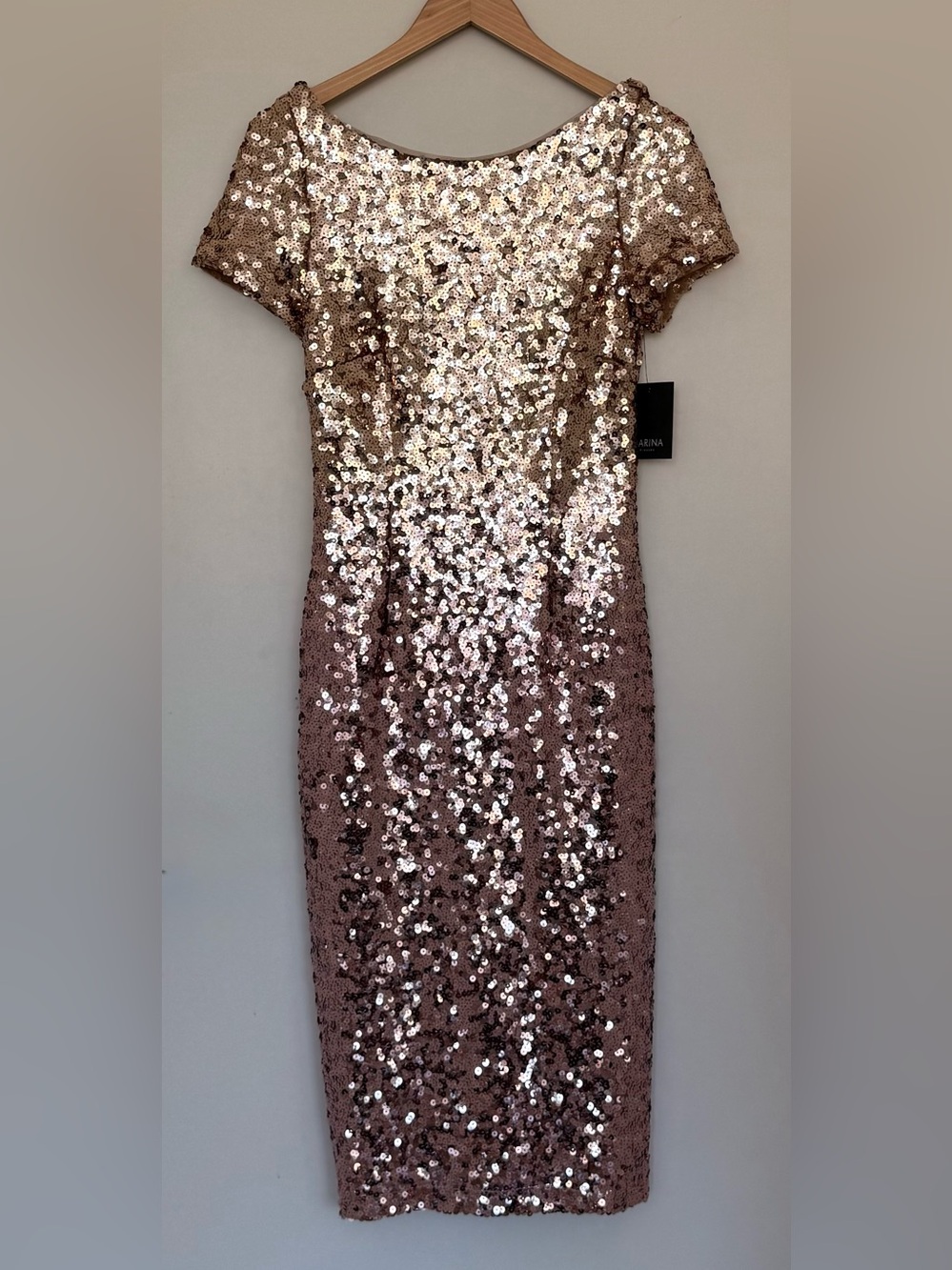 MARINA Rose Gold Sequin Dress NWT